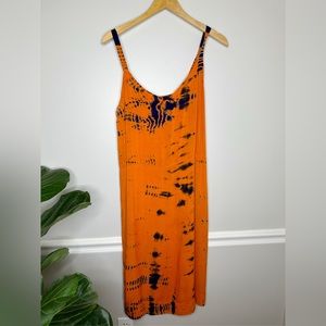 Olivaceous Orange tie dye strappy  coverup dress
